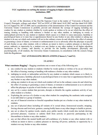 UGC Anti-Ragging Notification